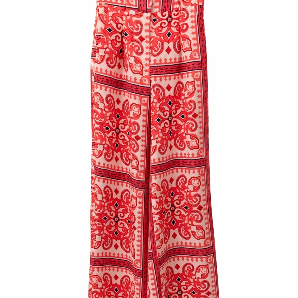 House of Harlow 1960 Red/Pink Ornate Print Wide Leg Pants XS Boho Statement - Picture 2 of 6